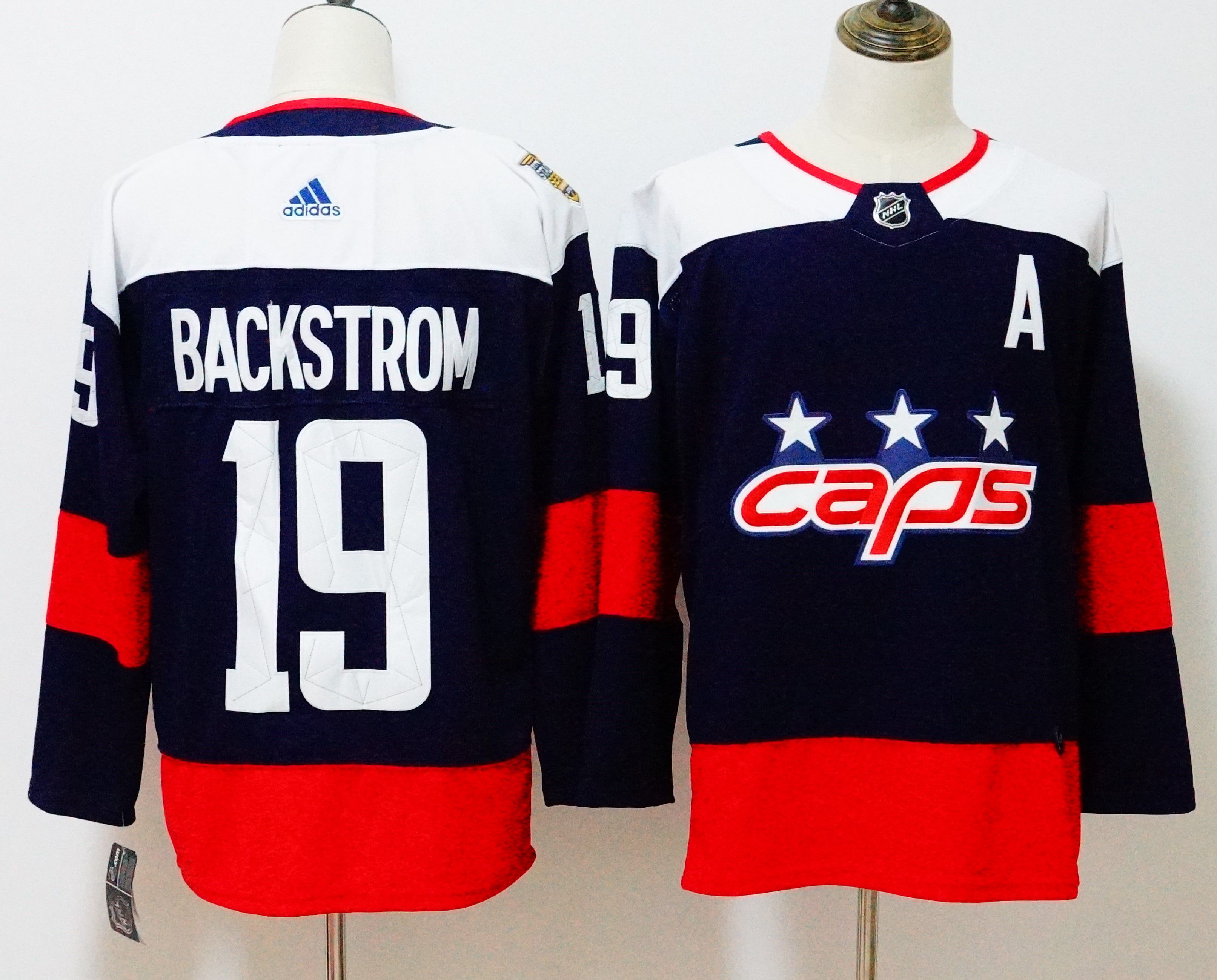 Men Washington Capitals #19 Backstrom Blue Hockey Stitched Adidas NHL Jerseys